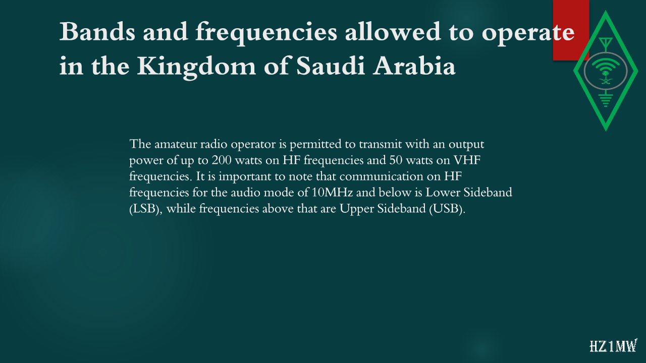 Slide 35: Bands and frequencies allowed to operate in the Kingdom of Saudi Arabia