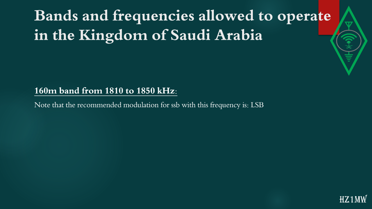 Slide 36: Bands and frequencies allowed to operate in the Kingdom of Saudi Arabia
