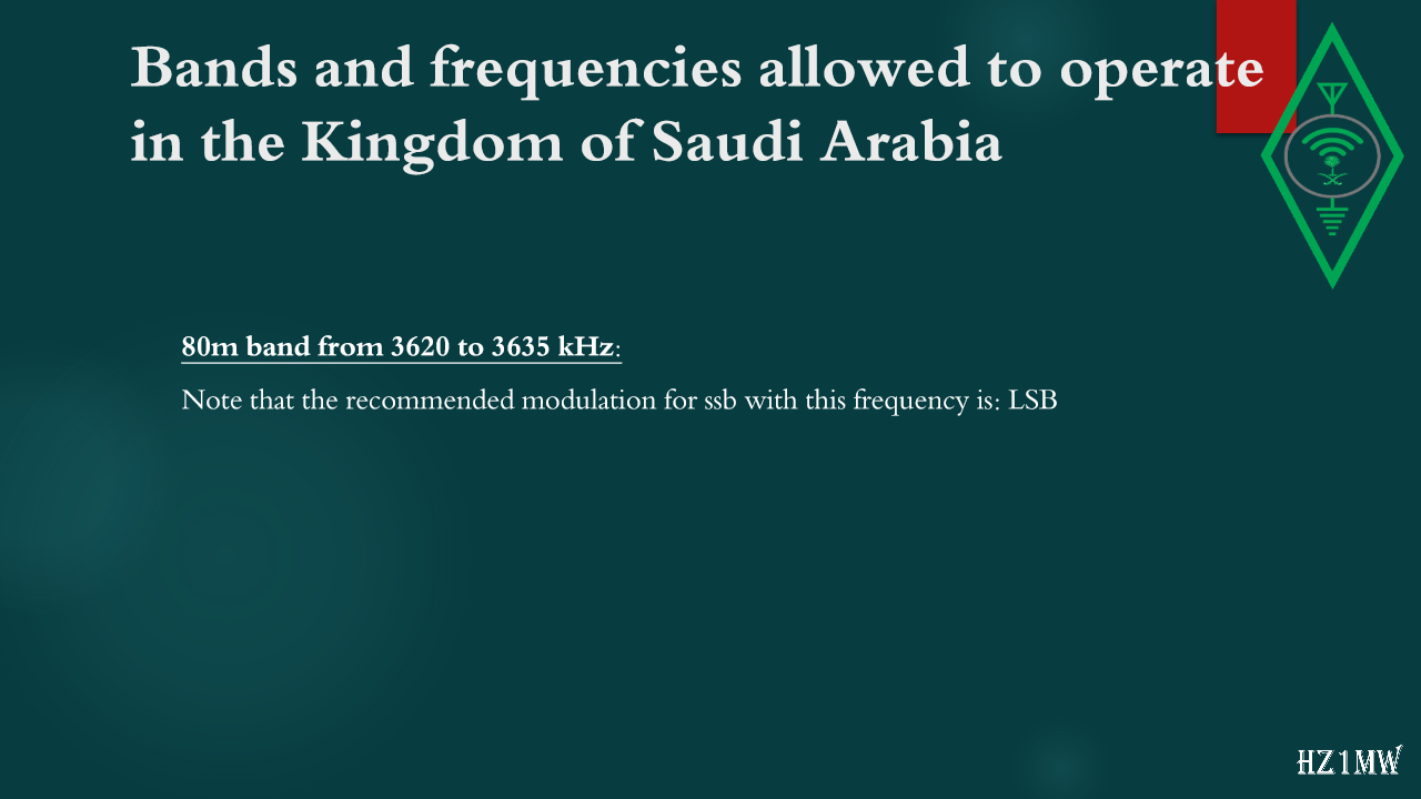 Slide 37: Bands and frequencies allowed to operate in the Kingdom of Saudi Arabia