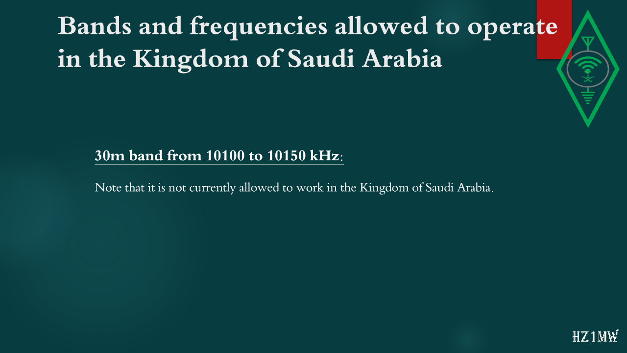 Slide 39: Bands and frequencies allowed to operate in the Kingdom of Saudi Arabia