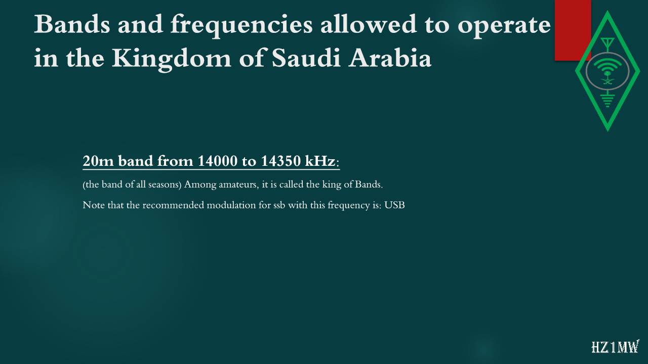 Slide 40: Bands and frequencies allowed to operate in the Kingdom of Saudi Arabia