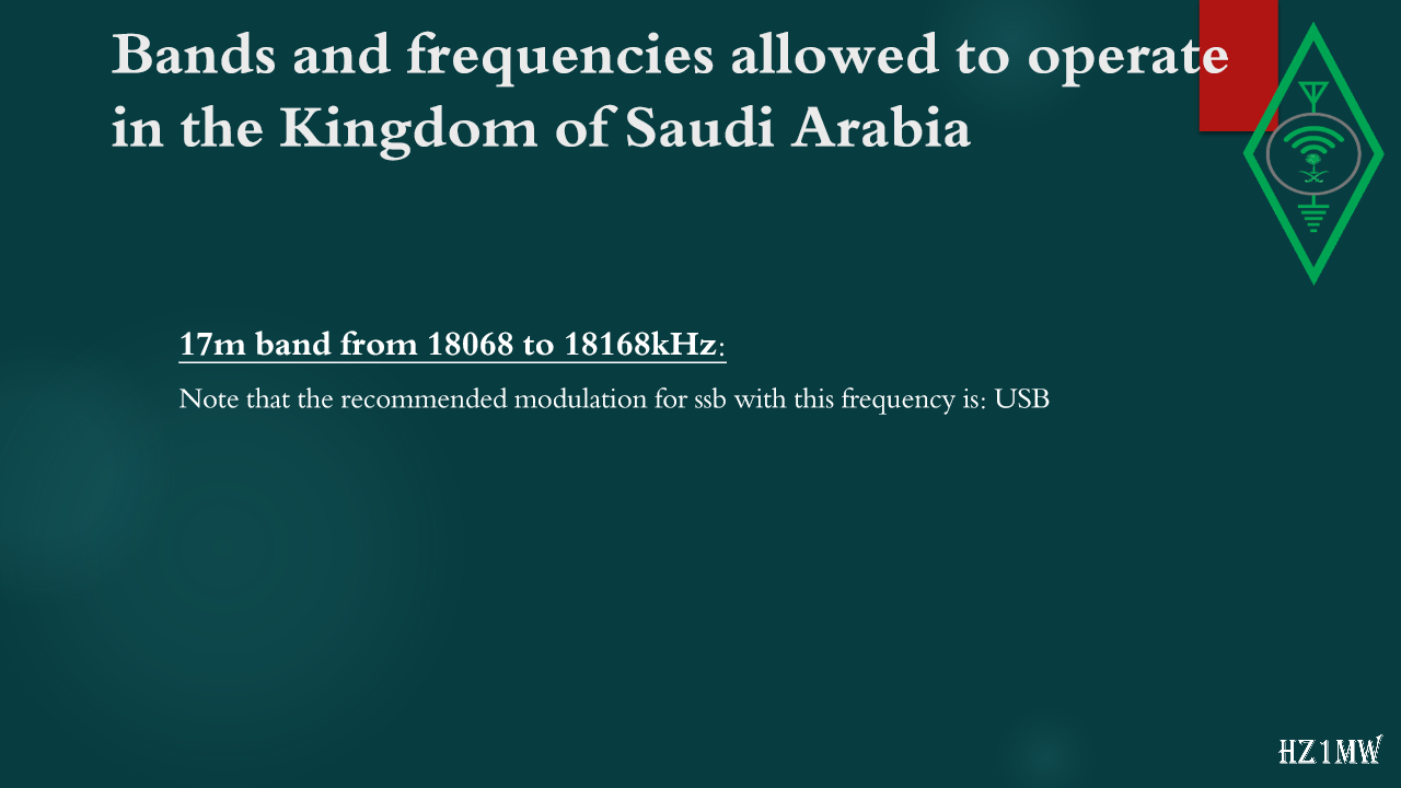 Slide 41: Bands and frequencies allowed to operate in the Kingdom of Saudi Arabia