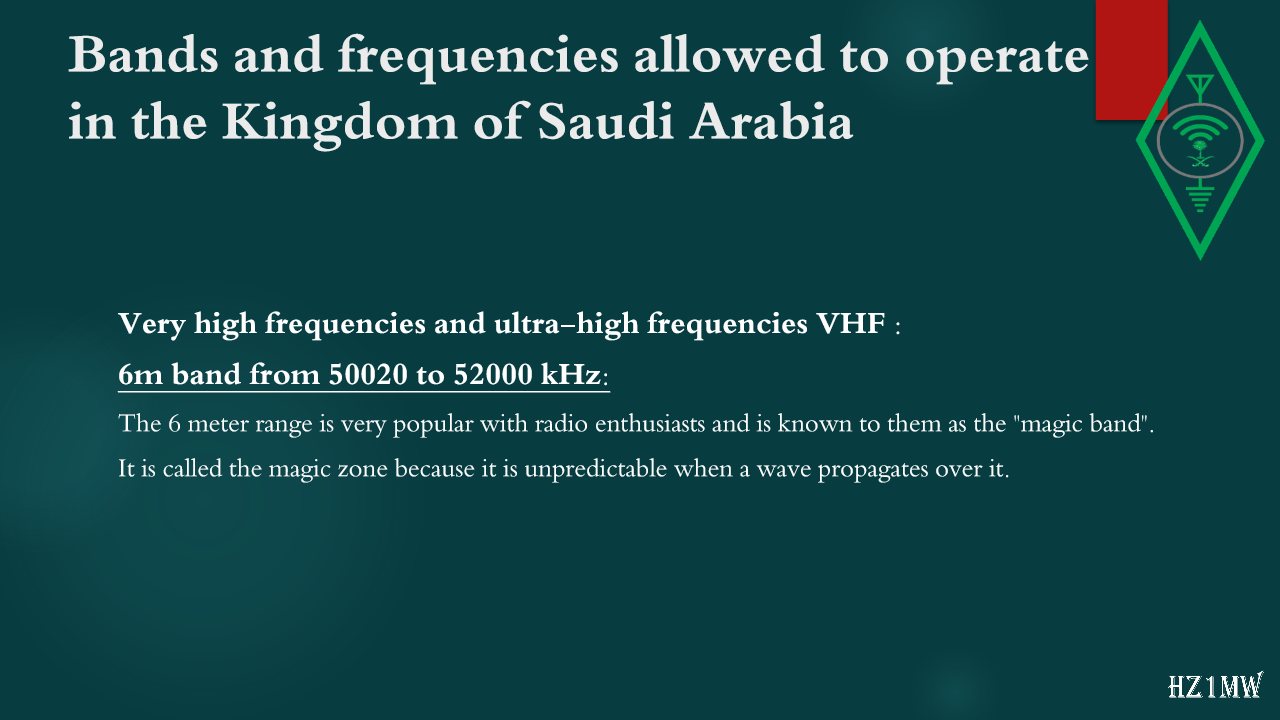 Slide 45: Bands and frequencies allowed to operate in the Kingdom of Saudi Arabia