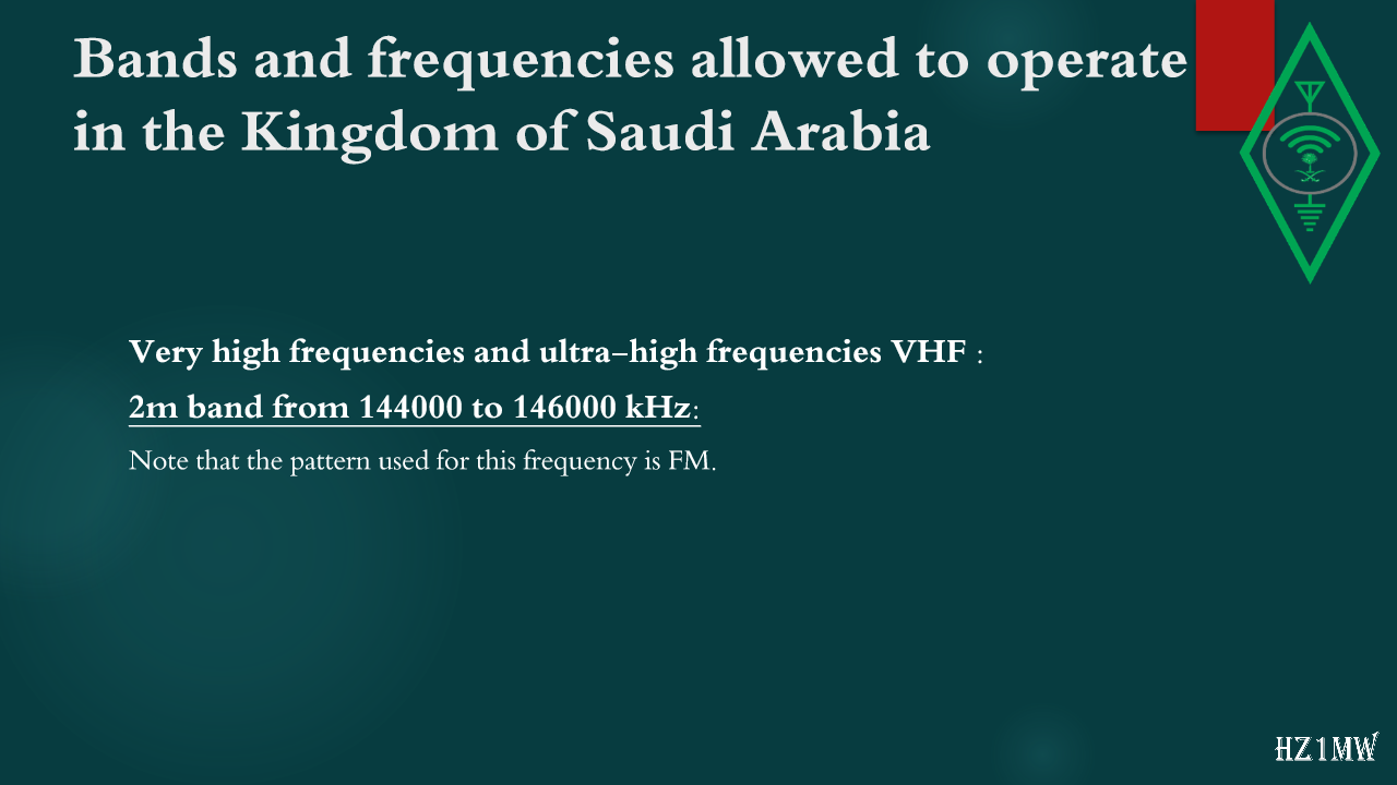 Slide 46: Bands and frequencies allowed to operate in the Kingdom of Saudi Arabia