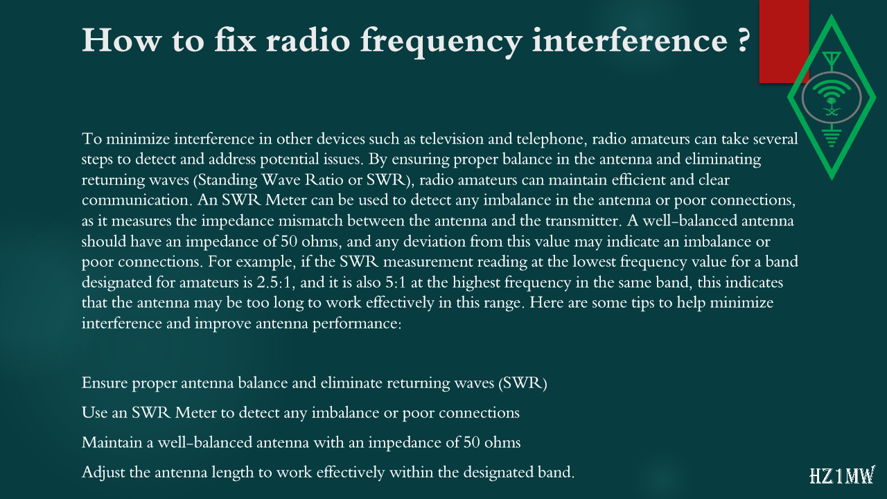 Slide 64: How to fix radio frequency interference ?
