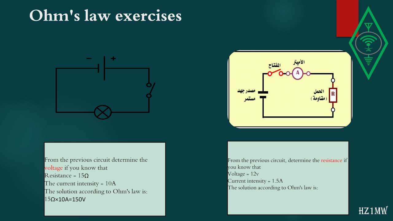 Slide 72: Ohm's law exercises