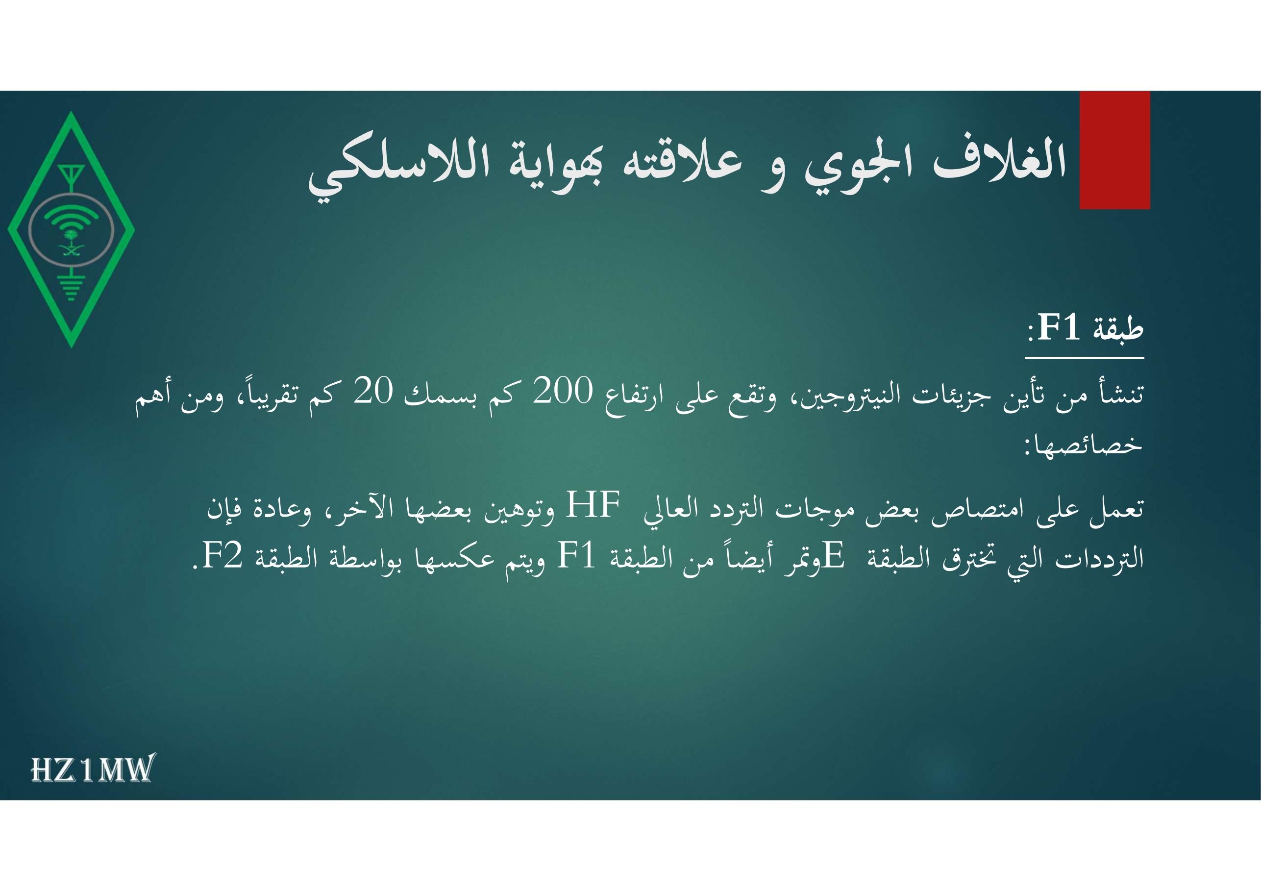الشريحة 29: الغلاف الجوي و علاقته بهواية اللاسلكي
