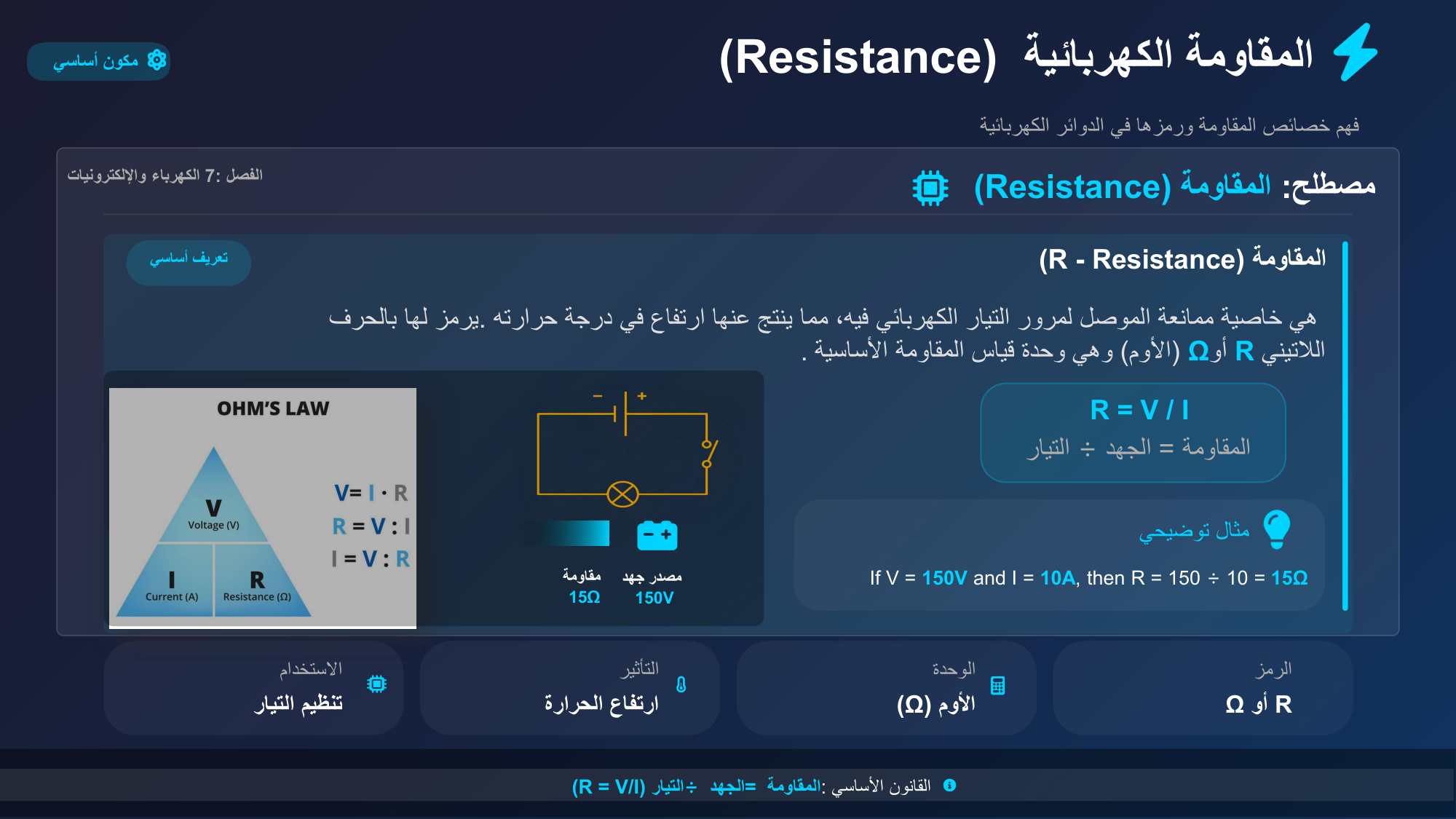 الشريحة 102: مصطلح:المقاومة(Resistance) الفصل7:الكهرباء واإللكترونيات