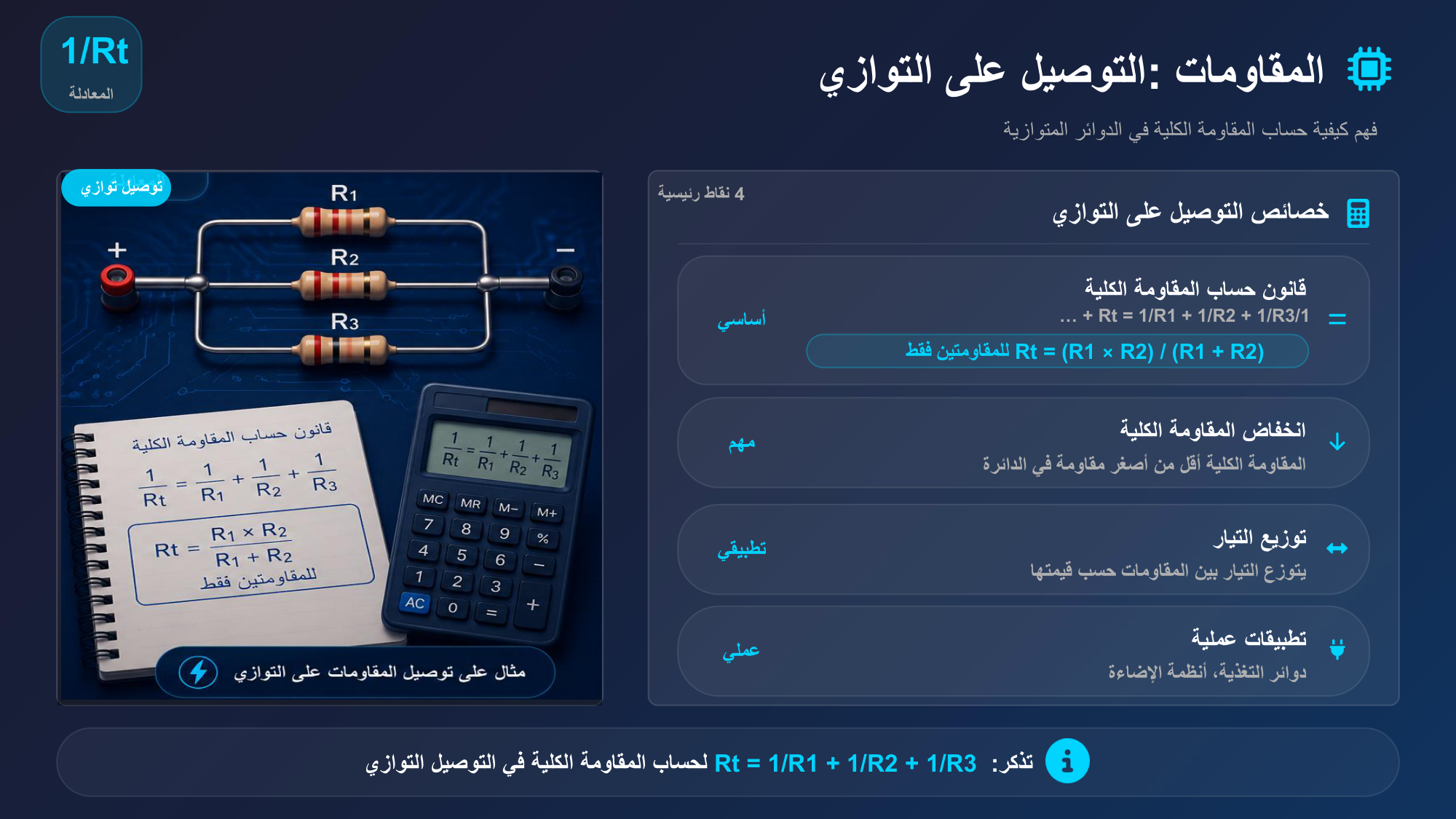 الشريحة 106: خصائص التوصيل على التواز ي 4نقاط رئيسية