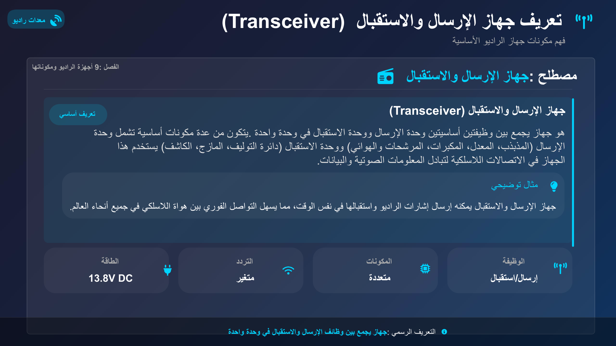 الشريحة 142: مصطلح: جهاز اإلرسال والاستقبال