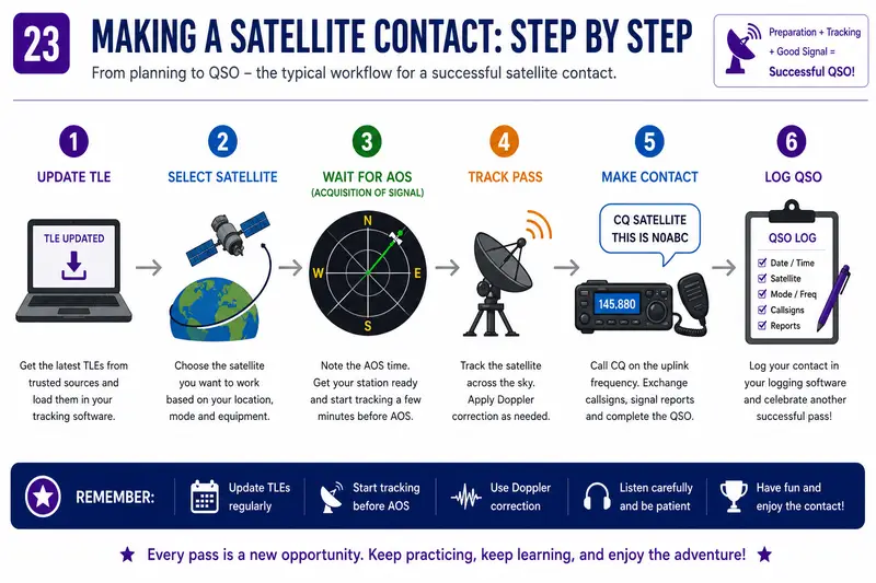 Making a Satellite Contact: Step by Step visual
